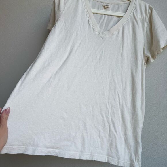 L’Agence Becca Vintage White Short Sleeve V Neck 100% Cotton t Shirt Size XXL - Picture 5 of 9